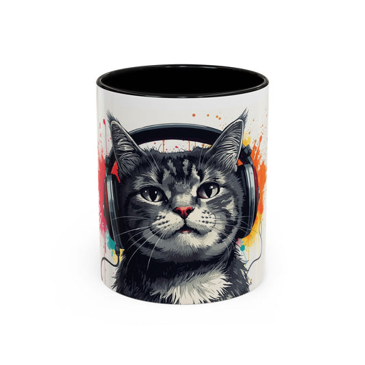 TAZZA Coffee Mug — Colorful Music Kitty Accent Mug (11/15oz)