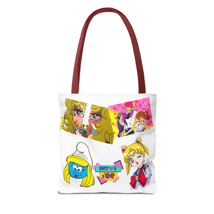 Borsa Tote 90s Anime Collage Tote Bag — Retro Sailor Moon & Cartoon Mashup AOP