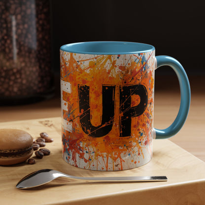 TAZZA Rise Up - Coffee Mug — Bold Orange Paint-Splash Motivational Mug (11/15oz)