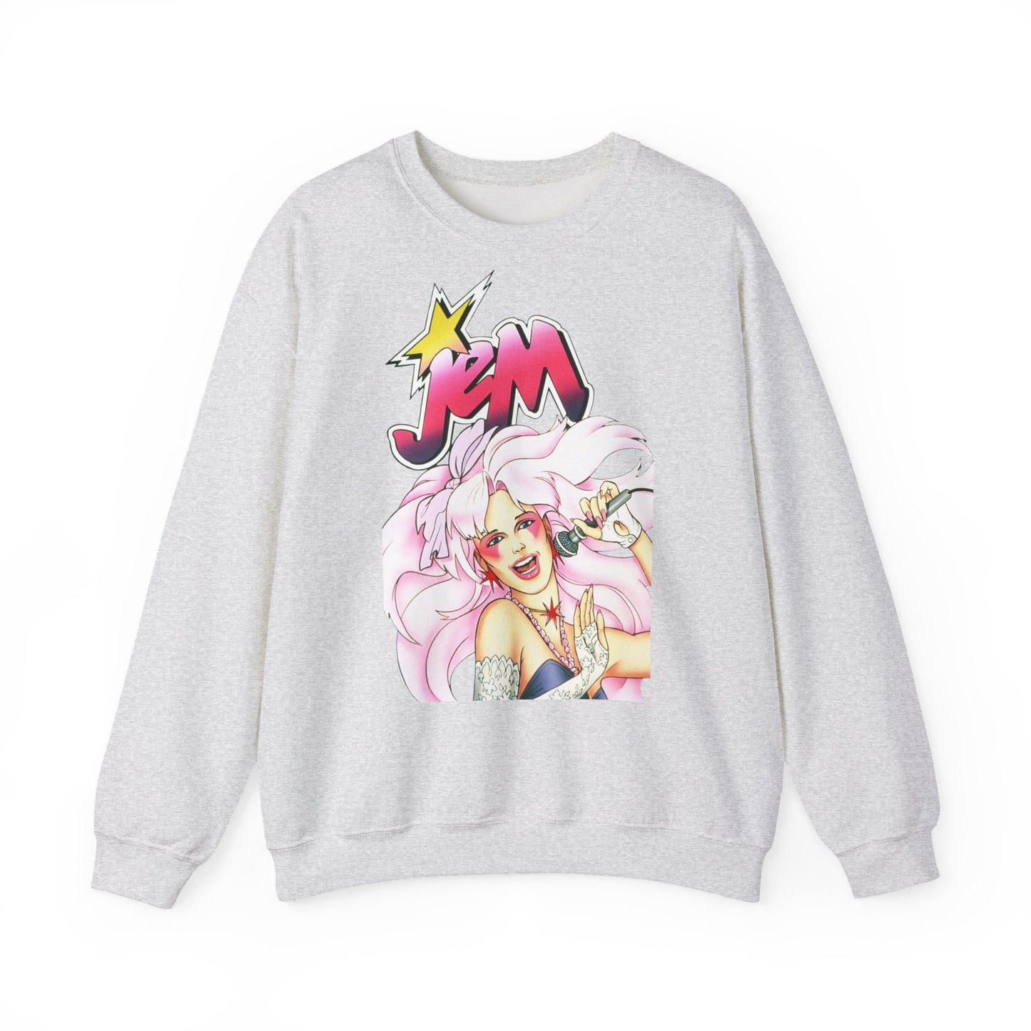 FELPA Jem & The Holograms Graphic Sweatshirt – Retro 80s Pink Cartoon Crewneck