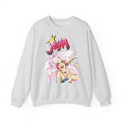 FELPA Jem & The Holograms Graphic Sweatshirt – Retro 80s Pink Cartoon Crewneck