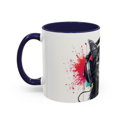 TAZZA Coffee Mug — Colorful Music Kitty Accent Mug (11/15oz)