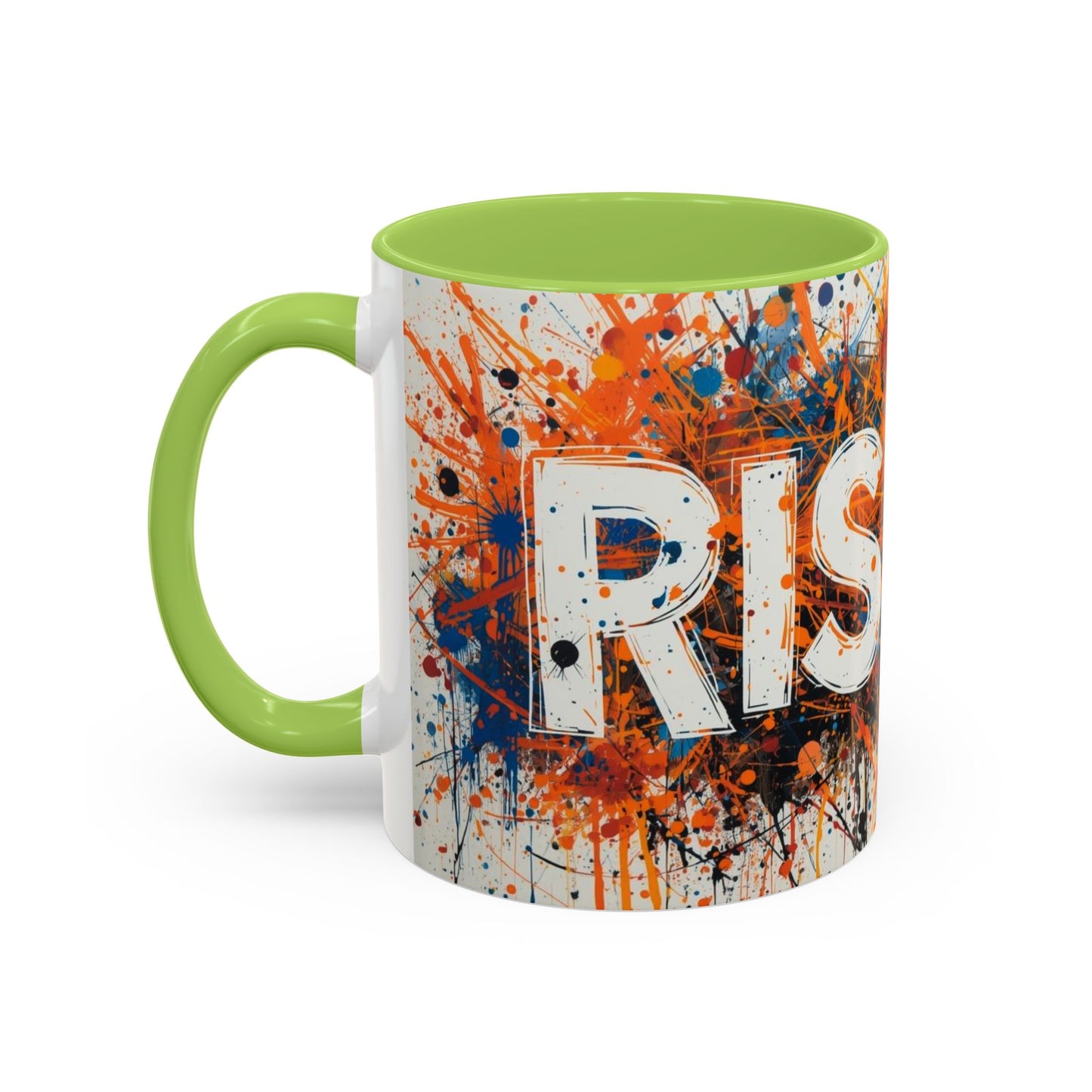TAZZA Rise Up - Coffee Mug — Bold Orange Paint-Splash Motivational Mug (11/15oz)