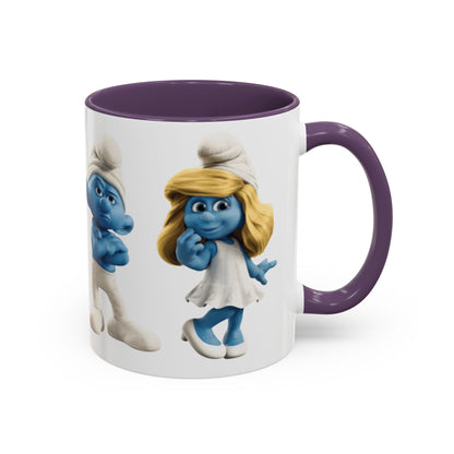 TAZZA PUFFI 3D - Smurf Characters Accent Coffee Mug (11/15oz) — Blue Cartoon Family Coffee Cup