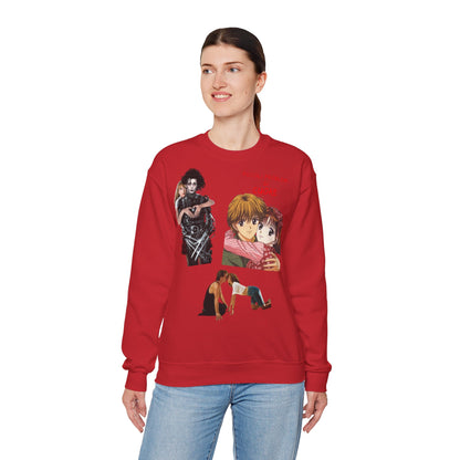 Felpa Unisex anni 90 Anime Collage Crewneck Sweatshirt — Retro Romance & Gothic Art Graphic