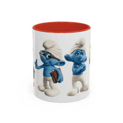 TAZZA PUFFI 3D - Smurf Characters Accent Coffee Mug (11/15oz) — Blue Cartoon Family Coffee Cup