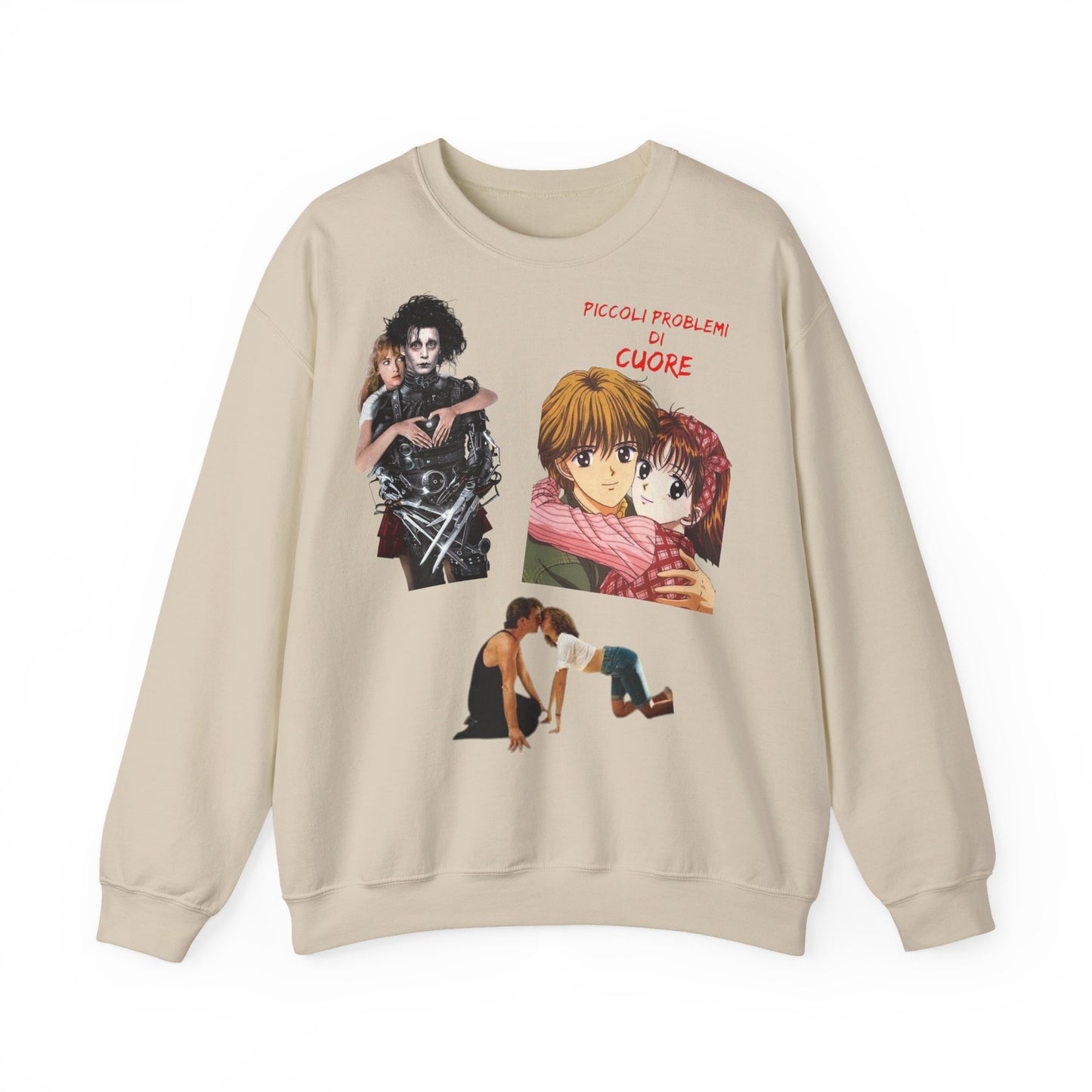 Felpa Unisex anni 90 Anime Collage Crewneck Sweatshirt — Retro Romance & Gothic Art Graphic