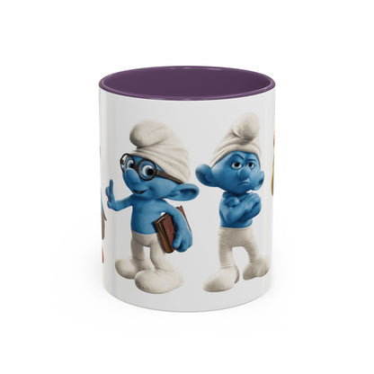 TAZZA PUFFI 3D - Smurf Characters Accent Coffee Mug (11/15oz) — Blue Cartoon Family Coffee Cup