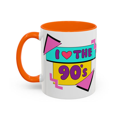 Tazza "I Love The 90s" Accent Coffee Mug — Retro 90s Nostalgia Ceramic Mug