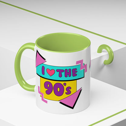Tazza "I Love The 90s" Accent Coffee Mug — Retro 90s Nostalgia Ceramic Mug