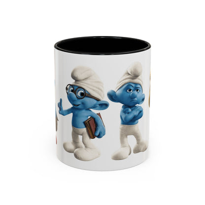 TAZZA PUFFI 3D - Smurf Characters Accent Coffee Mug (11/15oz) — Blue Cartoon Family Coffee Cup