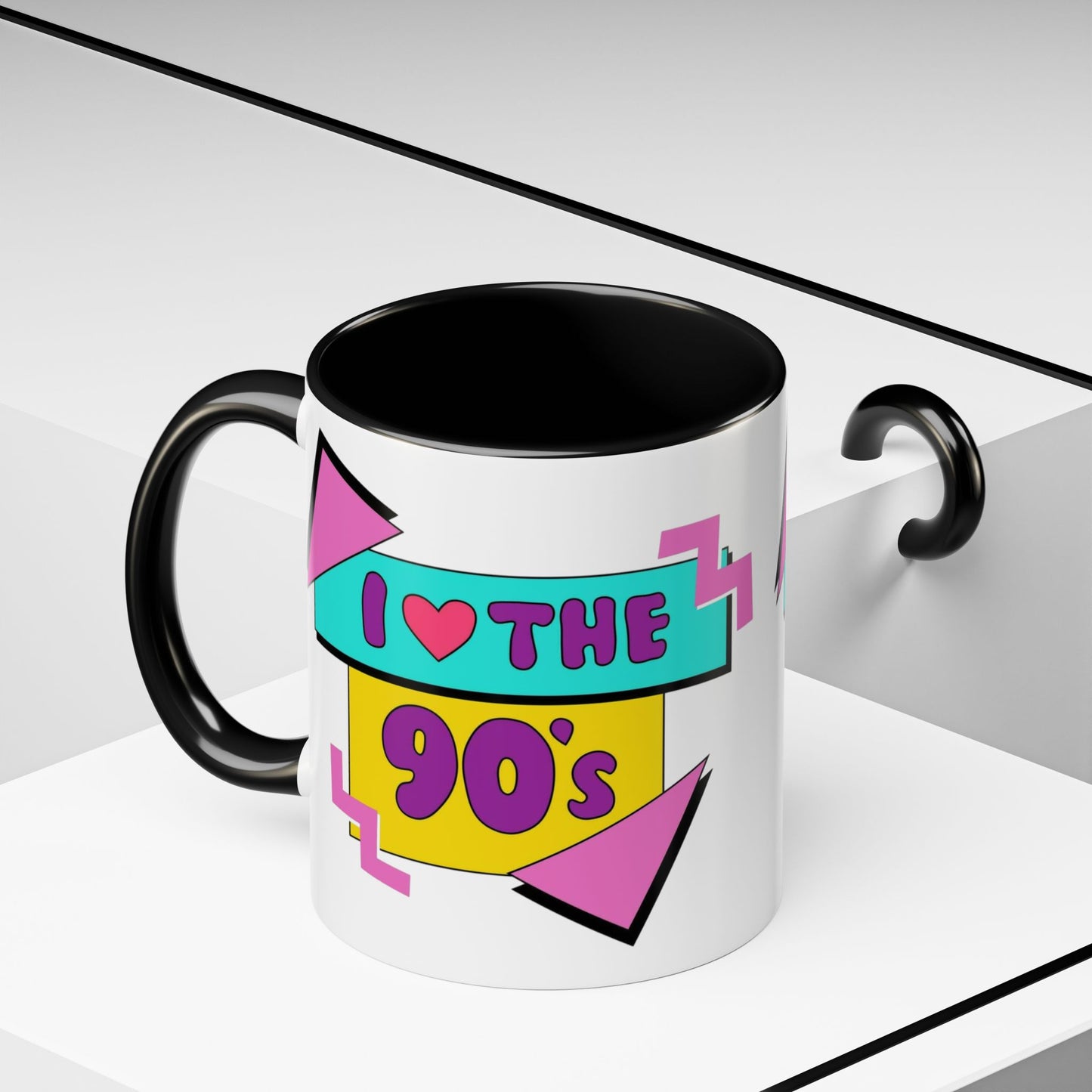 Tazza "I Love The 90s" Accent Coffee Mug — Retro 90s Nostalgia Ceramic Mug