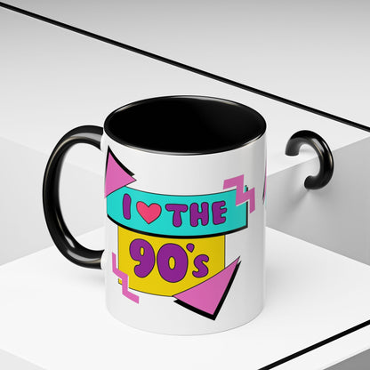 Tazza "I Love The 90s" Accent Coffee Mug — Retro 90s Nostalgia Ceramic Mug