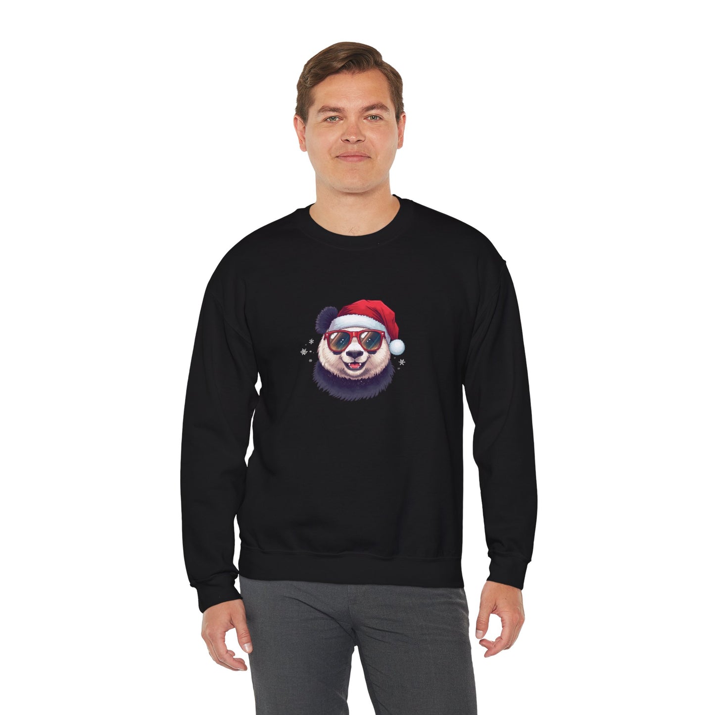 Felpa con buffo Panda natalizio Unisex | Regalo di Natale, Abbigliamento per le feste, Capi essenziali comodi, Girocollo unisex, Felpa carina