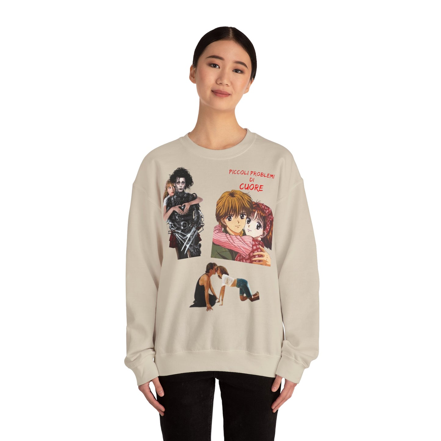 Felpa Unisex anni 90 Anime Collage Crewneck Sweatshirt — Retro Romance & Gothic Art Graphic