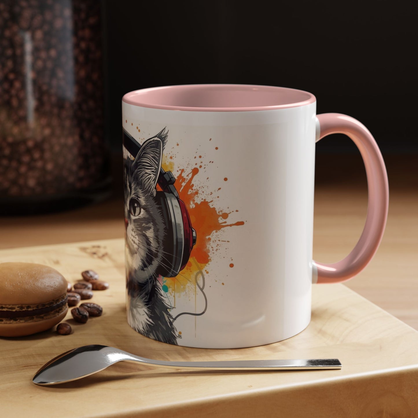 TAZZA Coffee Mug — Colorful Music Kitty Accent Mug (11/15oz)