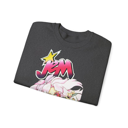 FELPA Jem & The Holograms Graphic Sweatshirt – Retro 80s Pink Cartoon Crewneck