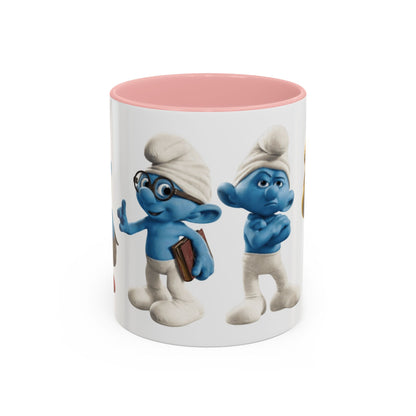 TAZZA PUFFI 3D - Smurf Characters Accent Coffee Mug (11/15oz) — Blue Cartoon Family Coffee Cup