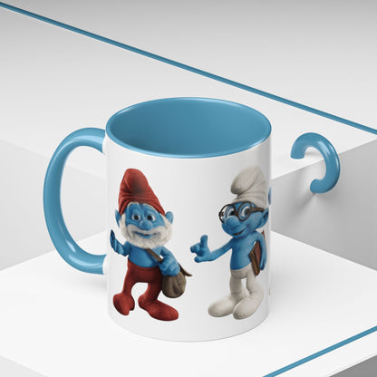 TAZZA PUFFI 3D - Smurf Characters Accent Coffee Mug (11/15oz) — Blue Cartoon Family Coffee Cup