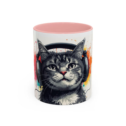 TAZZA Coffee Mug — Colorful Music Kitty Accent Mug (11/15oz)