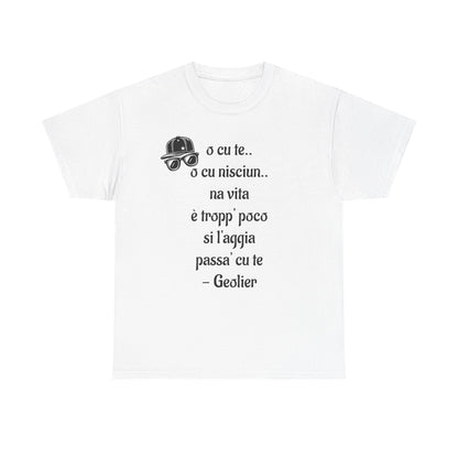 Maglietta unisex con citazione Geolier, maglietta ispiratrice, abbigliamento casual, regalo per gli amanti della musica, maglietta grafica alla moda