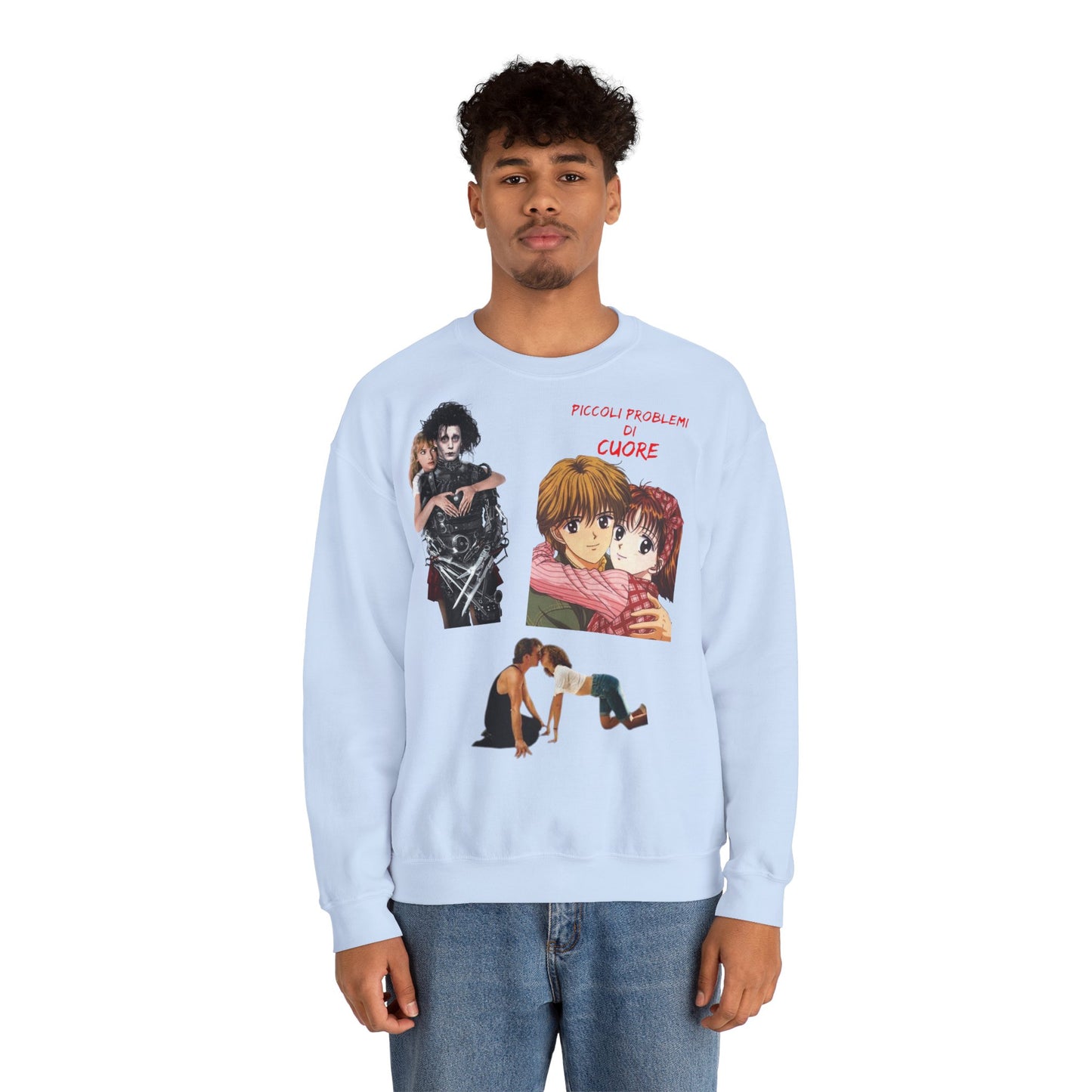 Felpa Unisex anni 90 Anime Collage Crewneck Sweatshirt — Retro Romance & Gothic Art Graphic