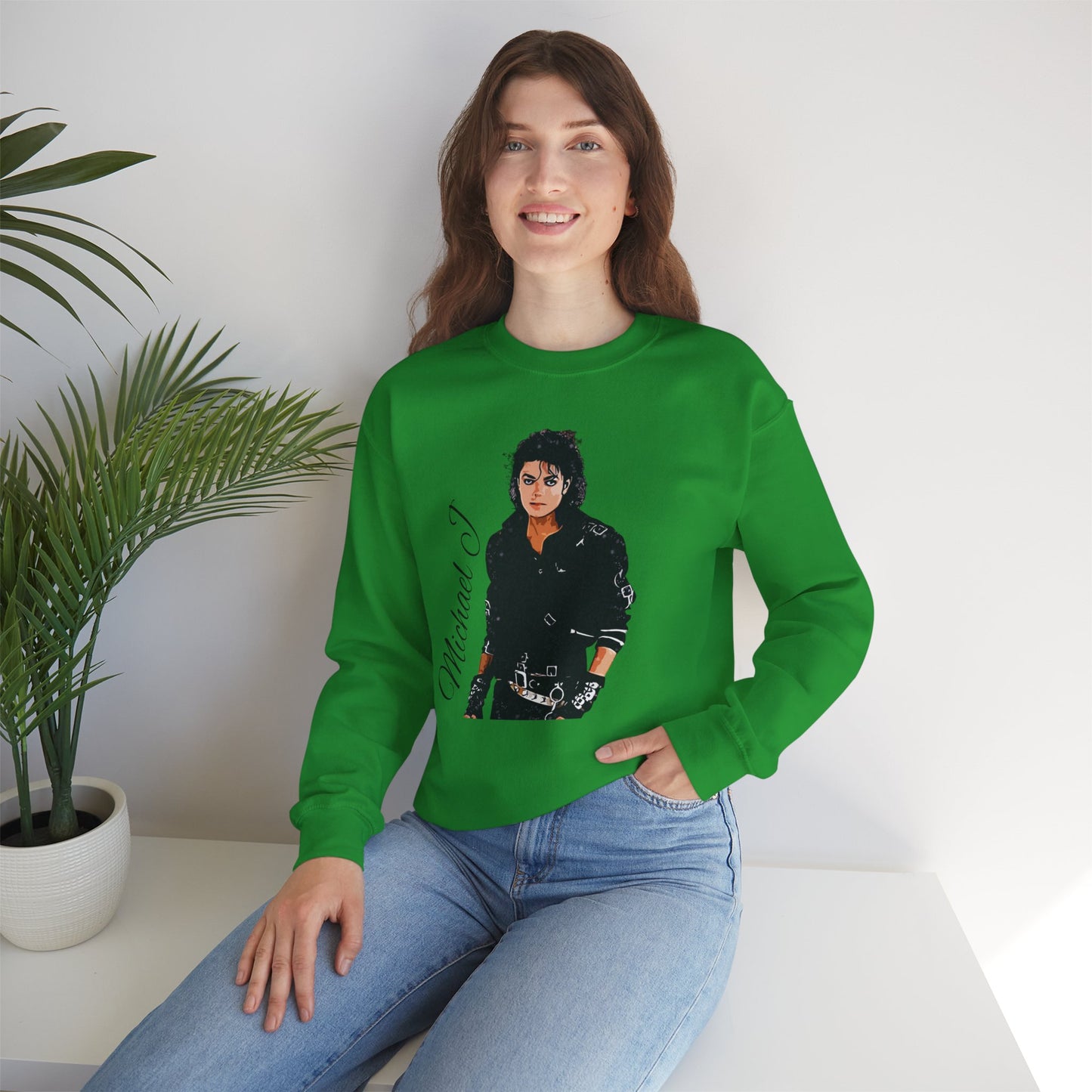 Felpa Michael J - Graphic Crewneck Sweatshirt — Retro Pop Icon Portrait