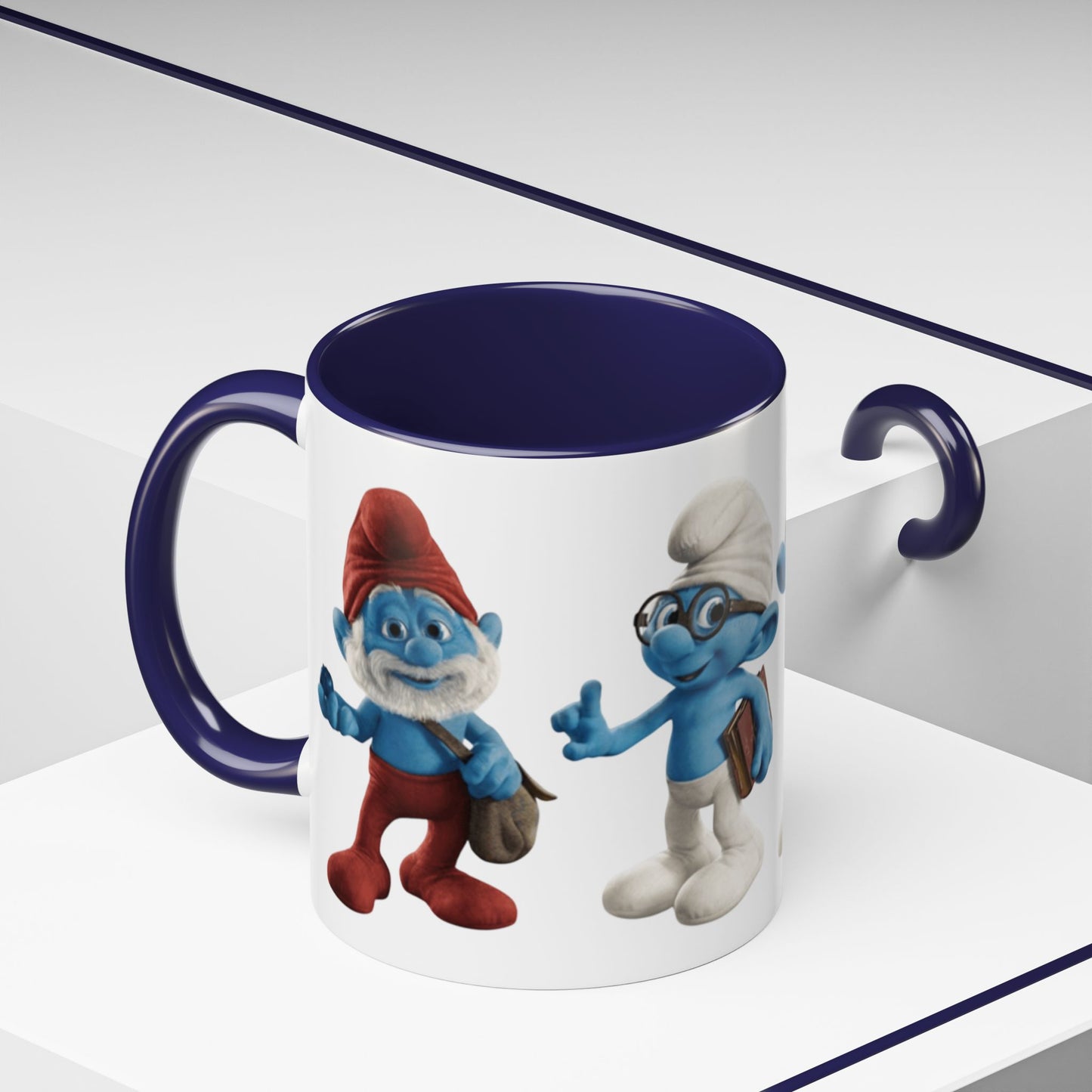 TAZZA PUFFI 3D - Smurf Characters Accent Coffee Mug (11/15oz) — Blue Cartoon Family Coffee Cup
