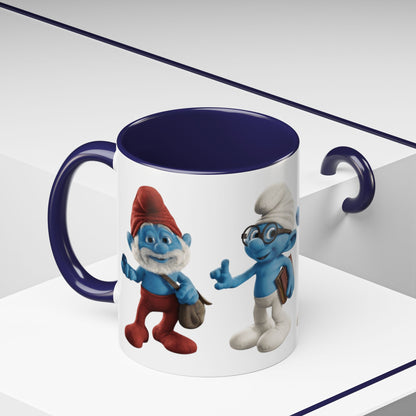 TAZZA PUFFI 3D - Smurf Characters Accent Coffee Mug (11/15oz) — Blue Cartoon Family Coffee Cup