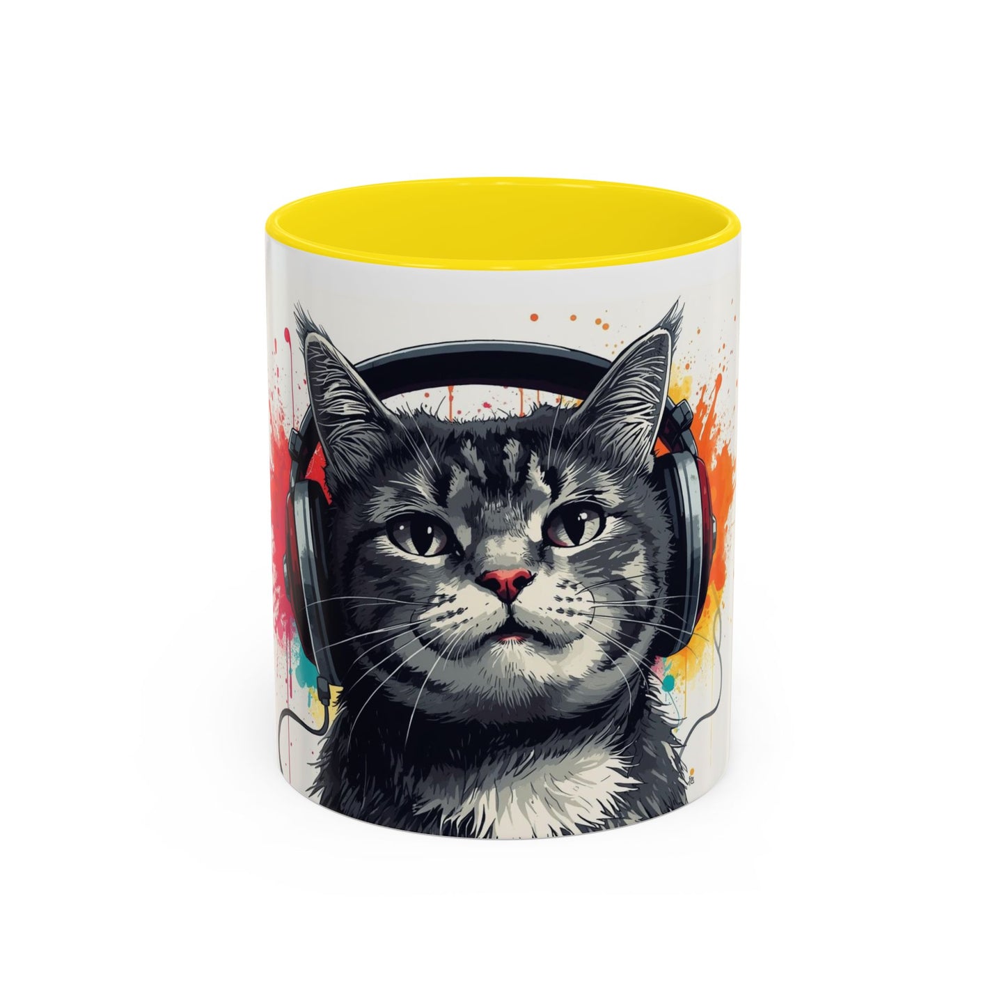 TAZZA Coffee Mug — Colorful Music Kitty Accent Mug (11/15oz)