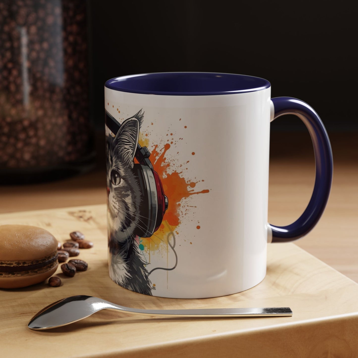 TAZZA Coffee Mug — Colorful Music Kitty Accent Mug (11/15oz)