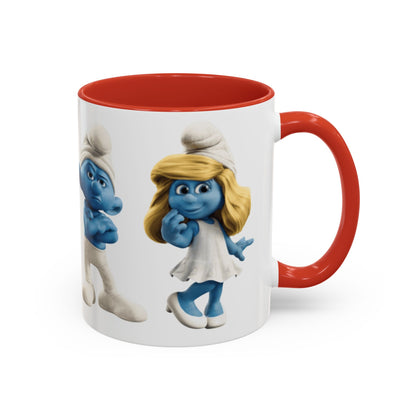 TAZZA PUFFI 3D - Smurf Characters Accent Coffee Mug (11/15oz) — Blue Cartoon Family Coffee Cup