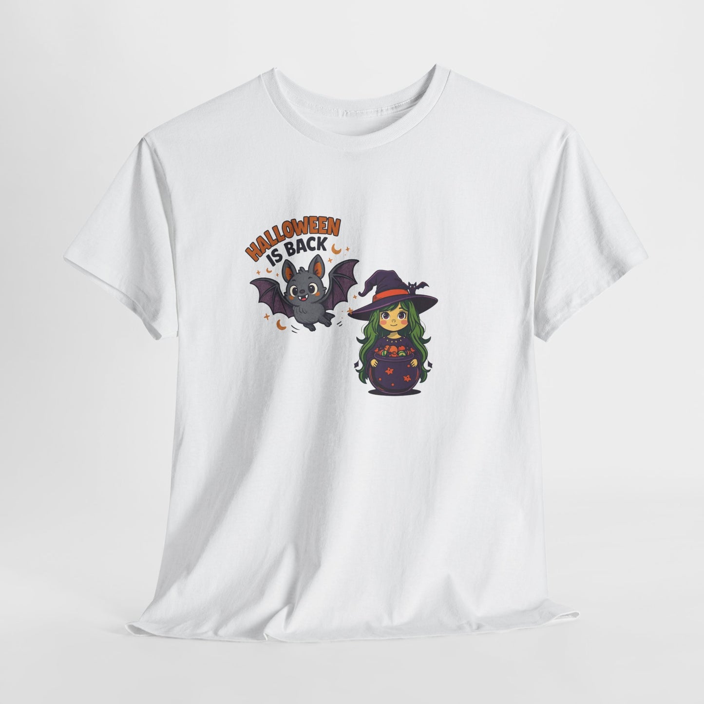 Maglietta strega di Halloween - Maglietta unisex in cotone pesante, Maglietta da strega carina, Maglietta con costume di Halloween, Abbigliamento spettrale, Maglietta "Dolcetto o scherzetto"