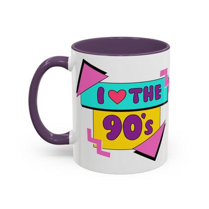 Tazza "I Love The 90s" Accent Coffee Mug — Retro 90s Nostalgia Ceramic Mug