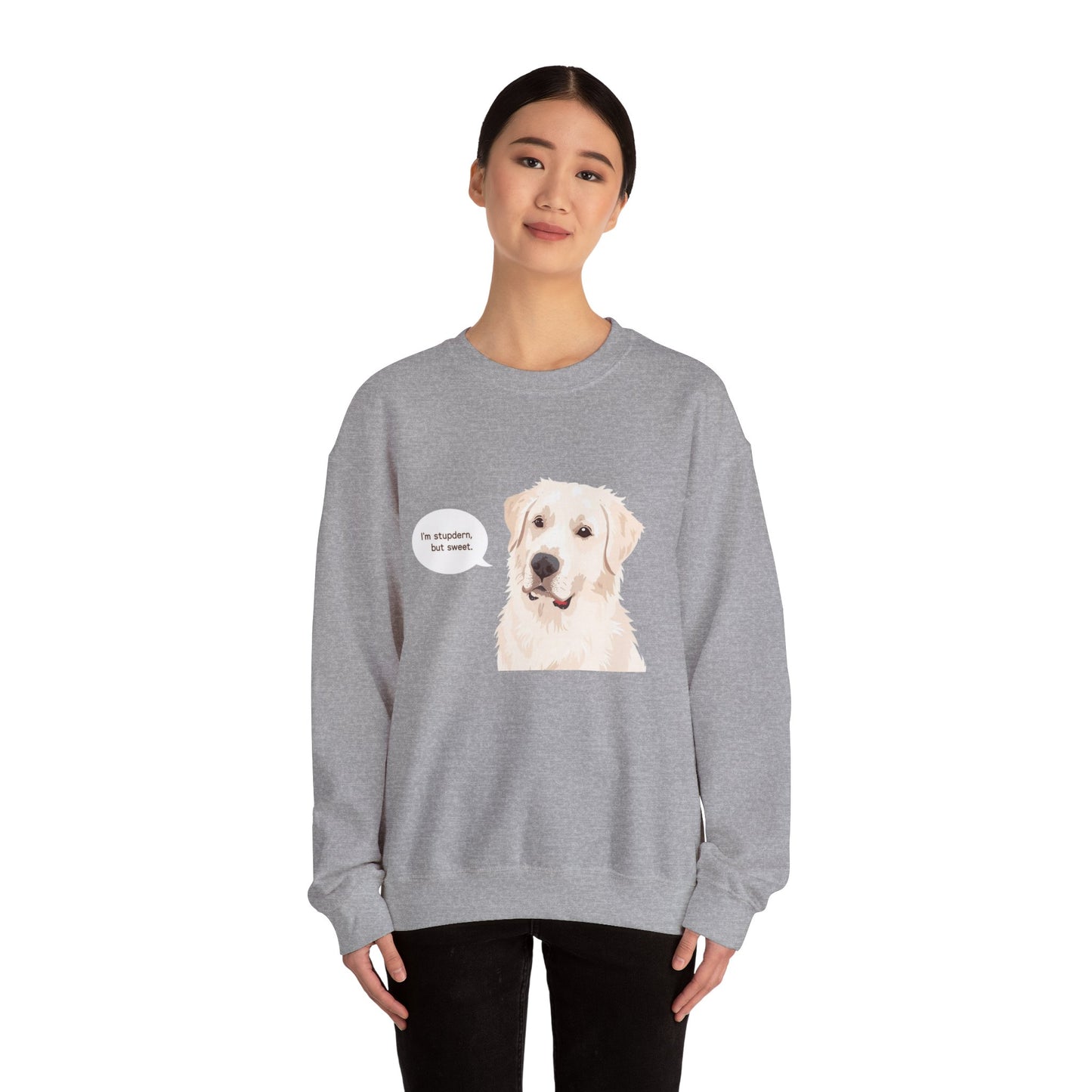 FELPA GIROCOLLO - SONO TESTARDO MA DOLCE Cute Dog Quote Crewneck Sweatshirt