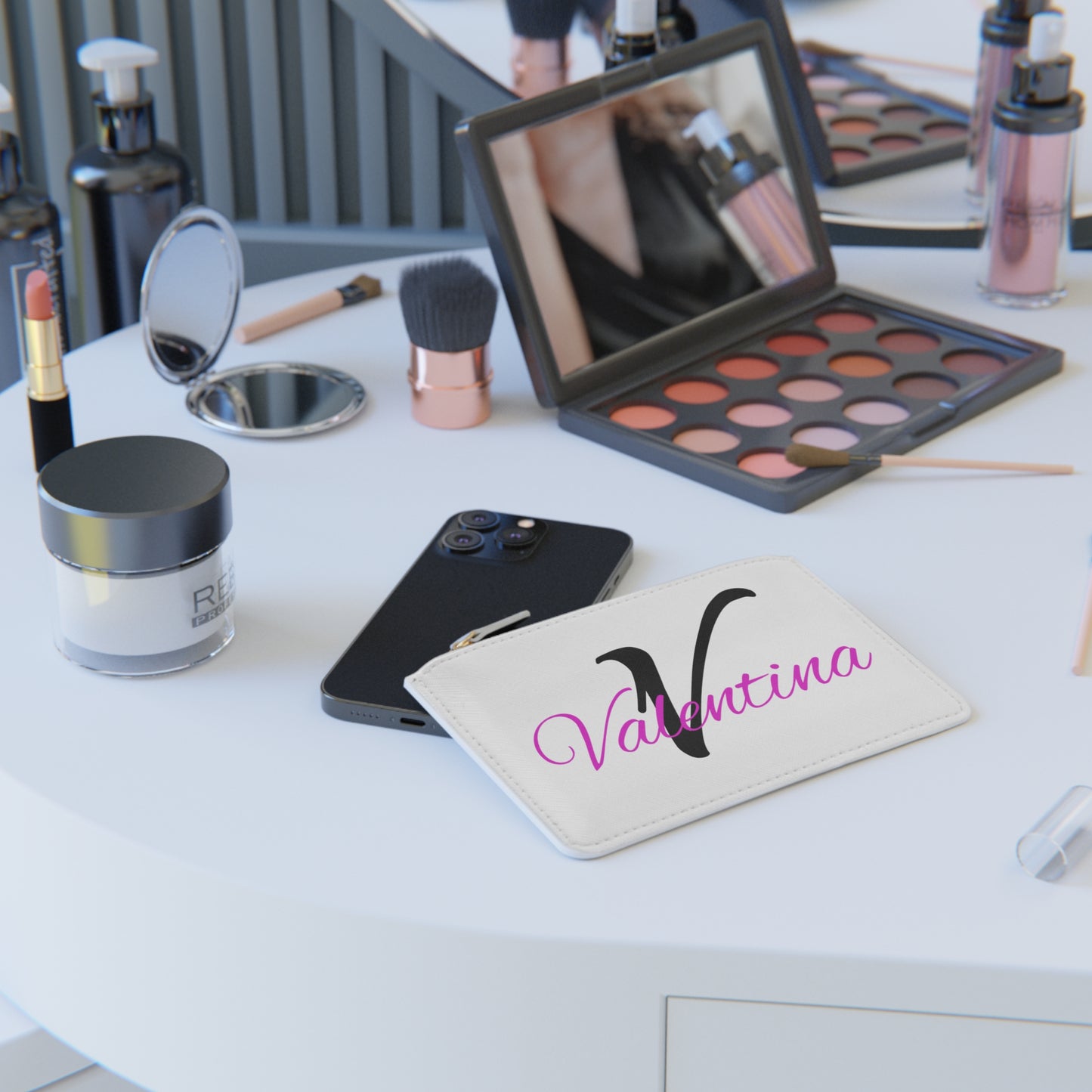 MINI BAG PERSONALIZZATA Mini Clutch — 'Valentina' Script Initial V Cosmetic Bag