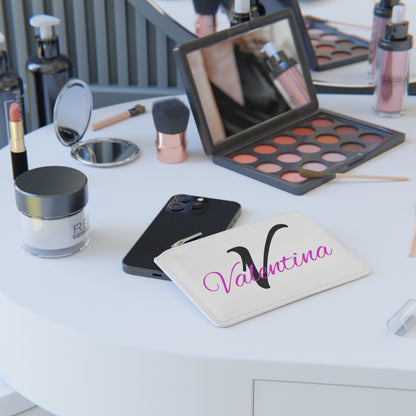 MINI BAG PERSONALIZZATA Mini Clutch — 'Valentina' Script Initial V Cosmetic Bag
