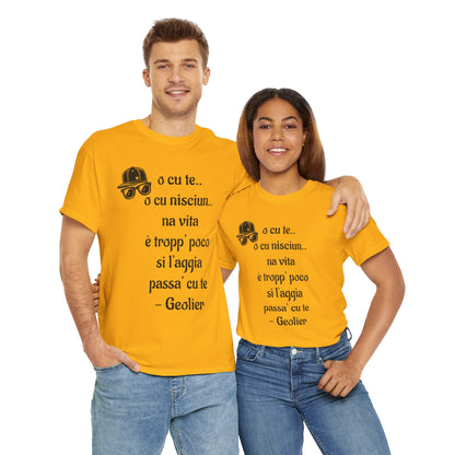 Maglietta unisex con citazione Geolier, maglietta ispiratrice, abbigliamento casual, regalo per gli amanti della musica, maglietta grafica alla moda