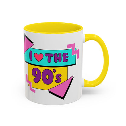 Tazza "I Love The 90s" Accent Coffee Mug — Retro 90s Nostalgia Ceramic Mug