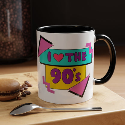 Tazza "I Love The 90s" Accent Coffee Mug — Retro 90s Nostalgia Ceramic Mug