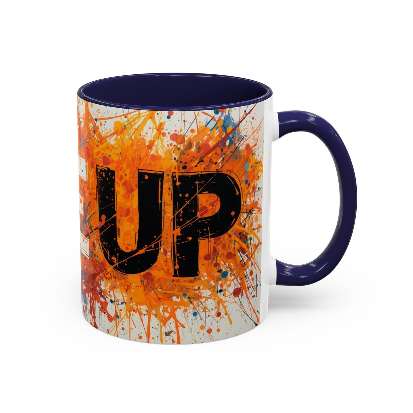 TAZZA Rise Up - Coffee Mug — Bold Orange Paint-Splash Motivational Mug (11/15oz)