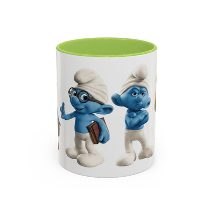 TAZZA PUFFI 3D - Smurf Characters Accent Coffee Mug (11/15oz) — Blue Cartoon Family Coffee Cup
