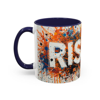TAZZA Rise Up - Coffee Mug — Bold Orange Paint-Splash Motivational Mug (11/15oz)