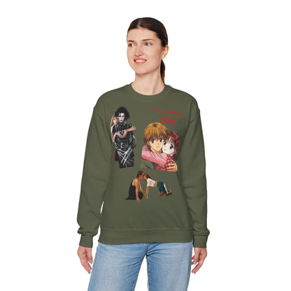 Felpa Unisex anni 90 Anime Collage Crewneck Sweatshirt — Retro Romance & Gothic Art Graphic