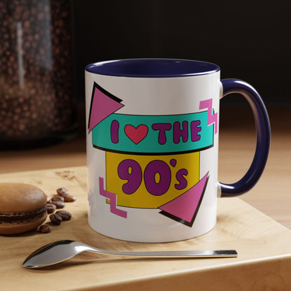 Tazza "I Love The 90s" Accent Coffee Mug — Retro 90s Nostalgia Ceramic Mug