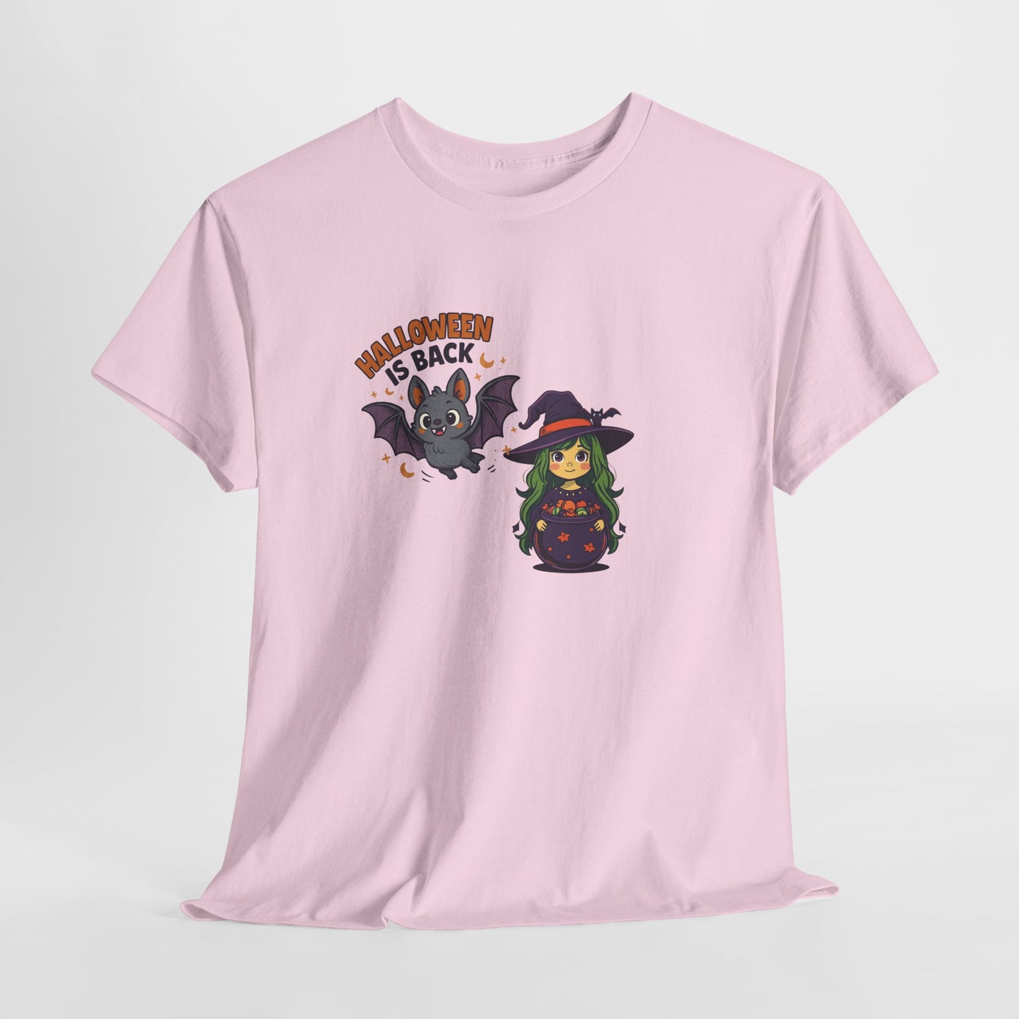 Maglietta strega di Halloween - Maglietta unisex in cotone pesante, Maglietta da strega carina, Maglietta con costume di Halloween, Abbigliamento spettrale, Maglietta "Dolcetto o scherzetto"