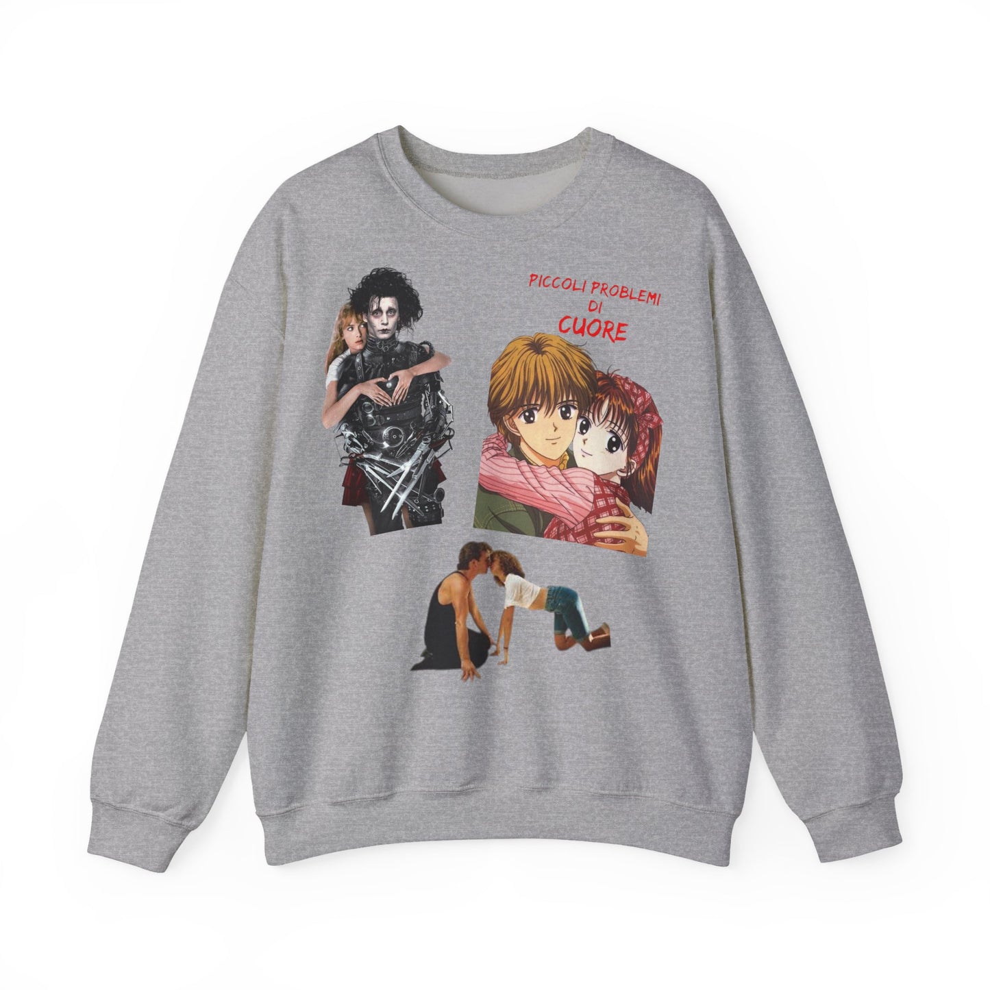 Felpa Unisex anni 90 Anime Collage Crewneck Sweatshirt — Retro Romance & Gothic Art Graphic