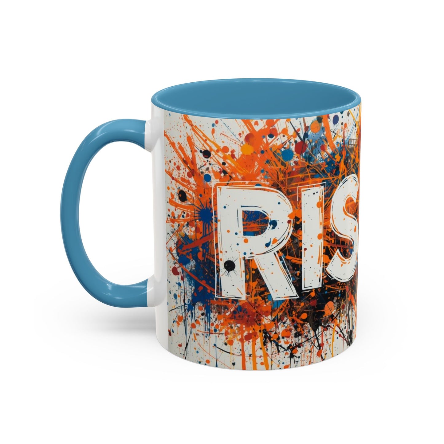 TAZZA Rise Up - Coffee Mug — Bold Orange Paint-Splash Motivational Mug (11/15oz)