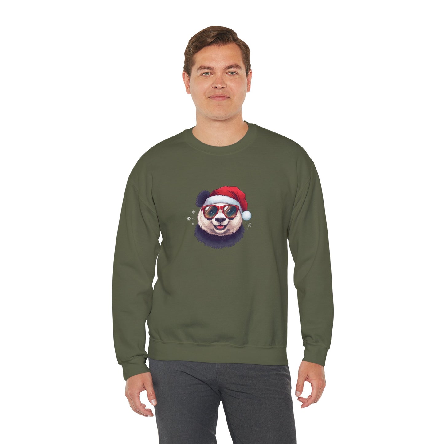 Felpa con buffo Panda natalizio Unisex | Regalo di Natale, Abbigliamento per le feste, Capi essenziali comodi, Girocollo unisex, Felpa carina