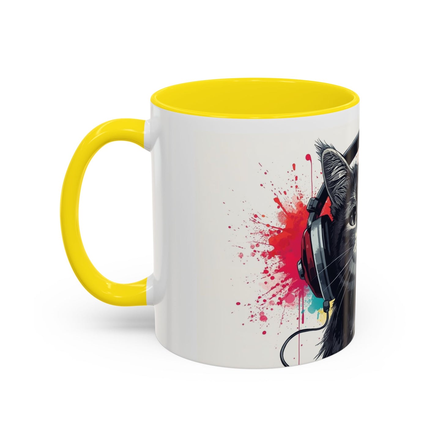 TAZZA Coffee Mug — Colorful Music Kitty Accent Mug (11/15oz)